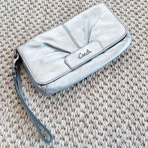 Authentic COACH Silver monogrammed wristlet bag small Y2K vintage style Wallet